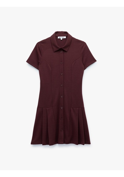 Koton Pileli Mini Düğmeli Kısa Kollu Viskon Karışımlı Polo Yaka Elbise Bordo 5sal80132ık Bordo Koton Pileli Mini Düğmeli Kısa Kollu Viskon Karışımlı Polo Yaka Elbise Bordo 5sal80132ık Bordo