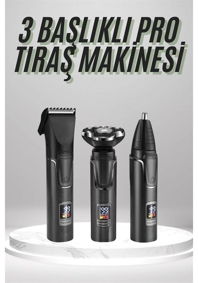 Dijital Göstergeli 3 Başlıklı Tıraş Makinesi Islak Kuru Lazer Öncesi Günlük Krgltgsh37lkq100xo4