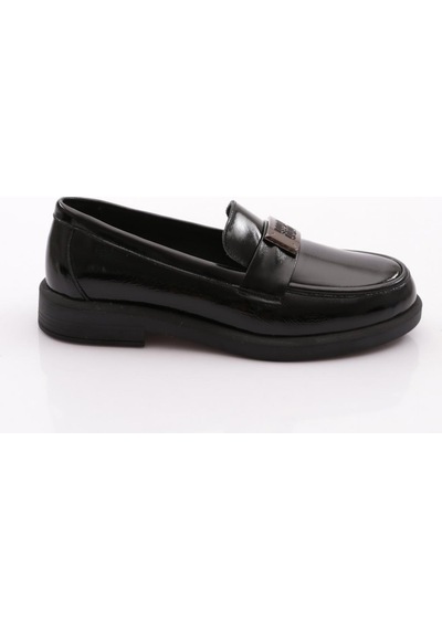 Dgn 528 Kadın Loafer Ayakkabı Siyah Rugan