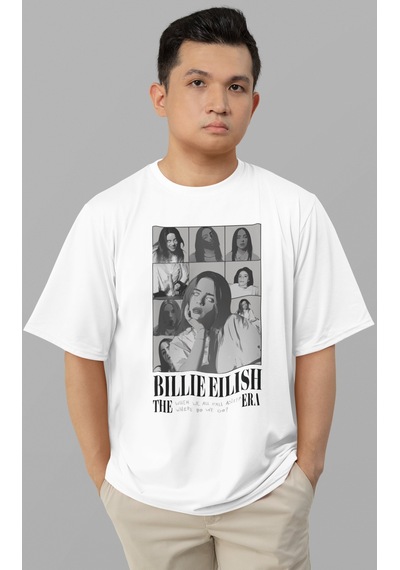 Sevbano Billie Eilish The Eras Tour Tasarım Baskılı Unisex Oversize Şarkı Beyaz