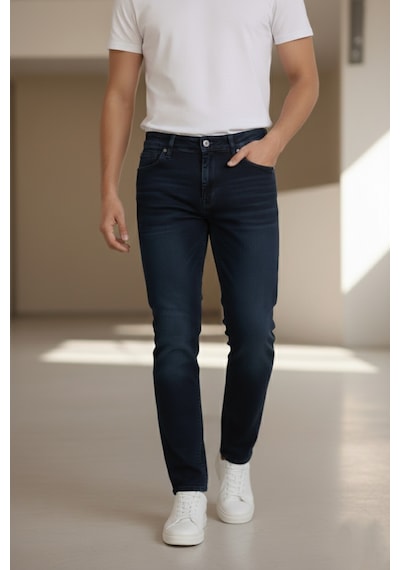 Bürke Premium Petrol Renk Regular Fit Esnek Likralı Jeans Kot Pantolon