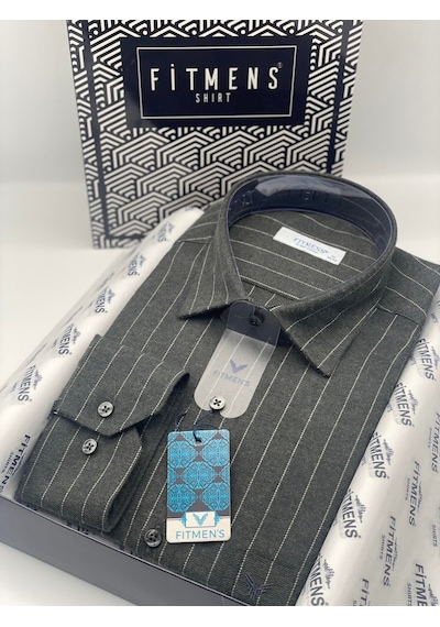 Klasik Uzun Kol Kışlık %100 Cotton Kareli Yaka Alttan Düğmeli Hediye Kutulu Erkek Gömlek Fs-003363 - Haki-2307 Klasik Uzun Kol Kışlık %100 Cotton Kareli Yaka Alttan Düğmeli Hediye Kutulu Erkek Gömlek Fs-003363 - Haki-2307