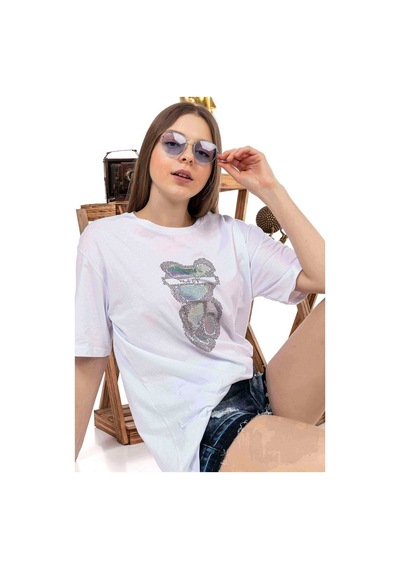 Kadın Oversize Taş Işlemeli Ayıcık Baskılı Tshirt (534304779) Kadın Oversize Taş Işlemeli Ayıcık Baskılı Tshirt (534304779)