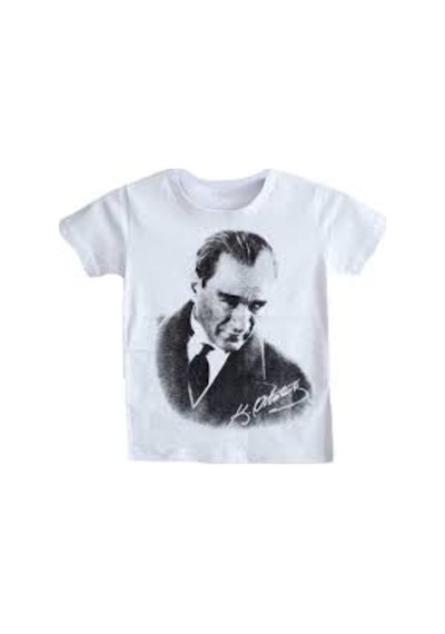 Salar Ticaret Beyaz Atatürk Tişört Ünisex Model Pamuklu Ürün Beyaz