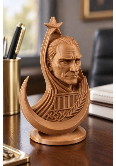 Ay Yıldızlı Atatürk Figürlü Dekoratif Mini Biblo 13236475