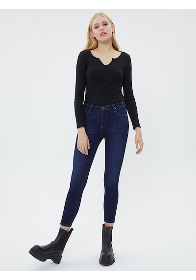 Nıcole Elıza Dark Wash Kadın Kot Pantolon Lf2025602 Lacivert