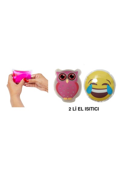 Gülen Emoji Pembe Baykuş Cep Sobası,el Isıtıcı,2 Adet Sıcak Su To
