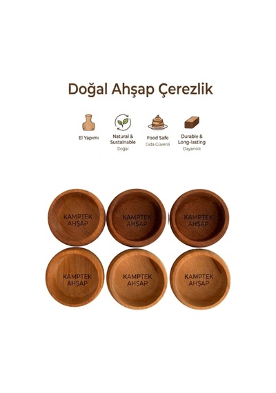 Kamptek Ahşap Çerezlik Set - Doğal Ahşap Meşe Sunum Kasesi Çerezlik Sunumluk Kase Çok Amaçlı Kahverengi6