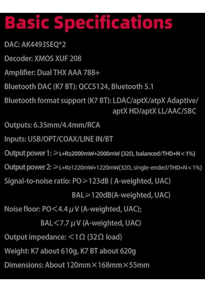 Fiio K7bt Tam Dengeli Hifi Dac Kulaklık Amplifikatörü Ak4493s 2,