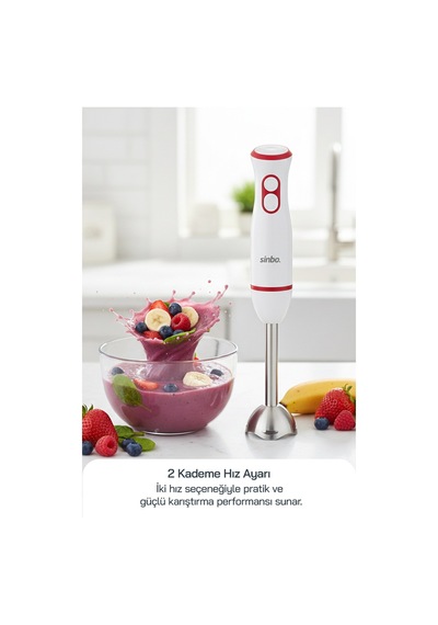 Sinbo SHB-7514 400 W Paslanmaz Çelik Bıçaklı El Blenderı