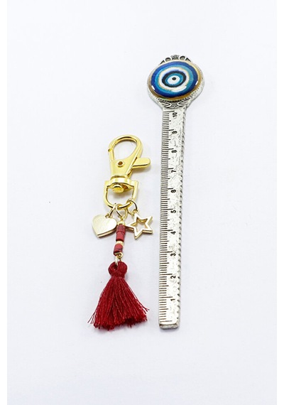 Püsküllü Koyu Pembe Charm, Klips Çanta Cüzdan Fermuar Süsü