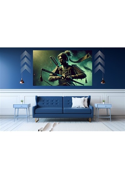 Ti-play Yağmurla Gelen 60x90cm Modern Samuray Pvc Çerçevesiz Tablo