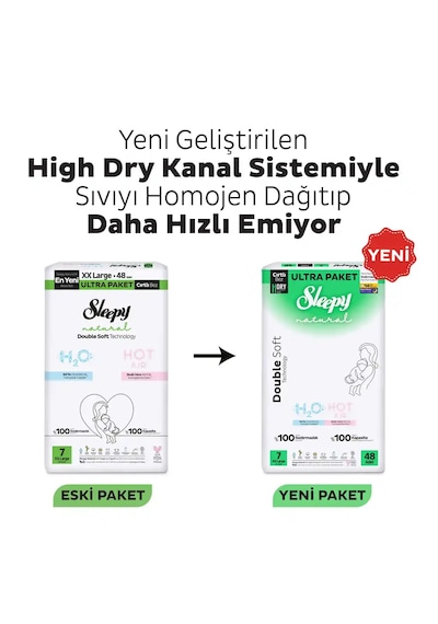 Sleepy Natural Double Soft Ultra Paket Bebek Bezi 7 Numara Xxlarge 48 Adet