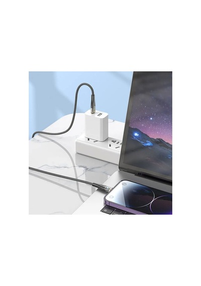 Led Işık Uçlu Sağlam İp Kablolu Usb To Lightning Hızlı Şarj Kablosu 5671 Çok Renkli