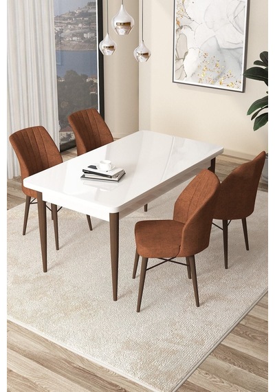 Canisa Concept Arp Serisi 70x110 Sabit Mutfak Masası Takımı Beyaz Ceviz Masa 4 Kiremit Sandalye Masa Beyaz/ Sandalyeler Kiremit Canisa Concept Arp Serisi 70x110 Sabit Mutfak Masası Takımı Beyaz Ceviz Masa 4 Kiremit Sandalye Masa Beyaz/ Sandalyeler Kiremit