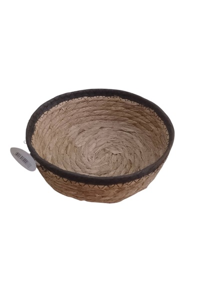 Hasır Örgü Çok Amaçlı Sepet 24 Cm Açık Ahşap