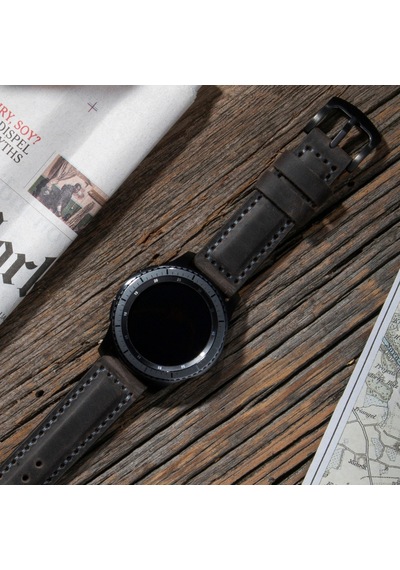 Vagave Samsung Uyumlu Watch 7 40 44mm, Watch6, Fe, Watch 5, Watch 4, Watch 3, Deri Kordon- Gri 22mm-rosetoka