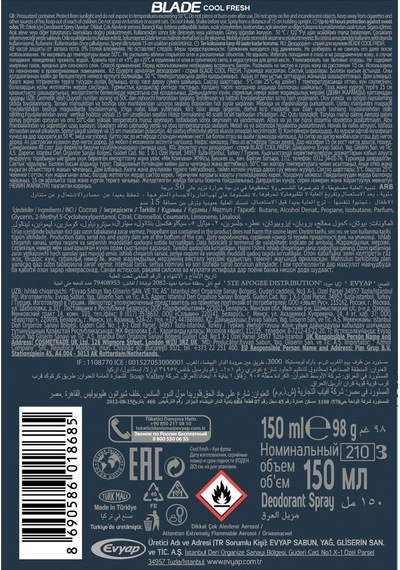 Blade Cool Fresh Erkek Deodorant 3x150 Ml,emotion Ocean Fresh Kadın Deodorant 3x150 Ml