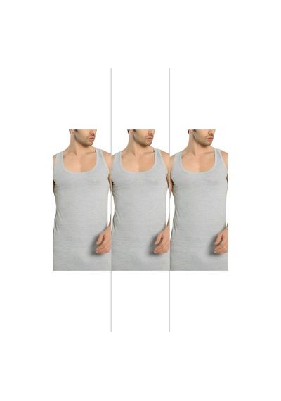 Cnt Erkek Basic Pamuklu Premium Klasik Atlet 3'lü Paket Gri Melanj Gri Melanj