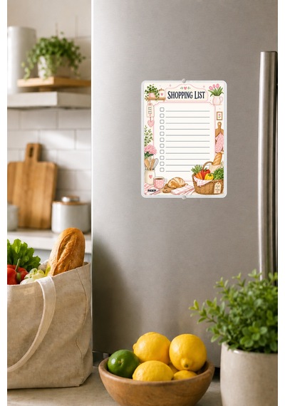 Alışveriş Listesi - A5 - Mıknatıslı - Pvc - Buzdolabı Notluk & Masaüstü - Yaz Sil - Planlayıcı - 4329 Çok Renkli