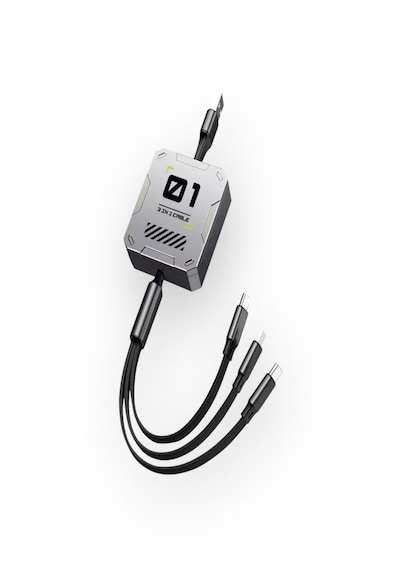 100w 3a Çoklu Hızlı Şarj Kablosu 3in1 Lightning + Type-c + Micro Usb, 1.2m Çoklayıcı Alüminyum 100w