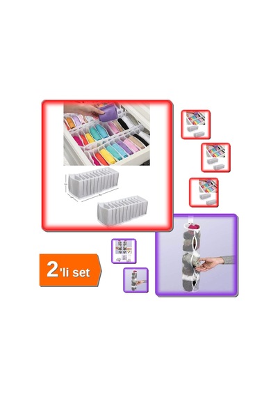 Çorap Düzenleyici 10 Gözlü + Pratik Asılabilir Çorap Organizer - 2li Set R5d0u9 Belirtilmemiş