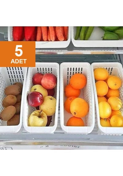5 Adet Düzenleme Sepeti Buzdolabı Sepeti Plastik 20 X 30 Beyaz Tr Diğer