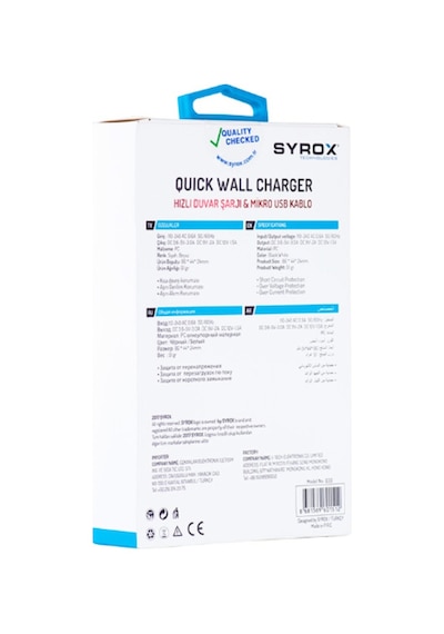Syrox Q30 Micro Usb Girişli 3.0 Amper Hızlı Şarj Aleti+Kablo Seti (418197593)
