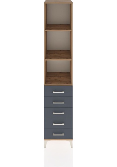 Hyperion Dolap 3 Raflı 5 Çekmeceli 44x44x221 Çam-antrasit Atlas Çam