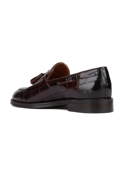 Shoetyle - Kahverengi Croco Deri Püsküllü Erkek Klasik Ayakkabı 250-7951-841-kahverengi
