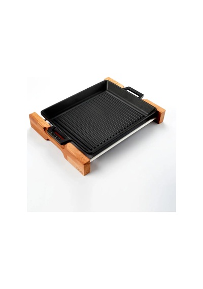 Lava Izgara Tavası Dikdörtgen Siyah Mat Ahşap Stand 26 X 32 Cm Eco