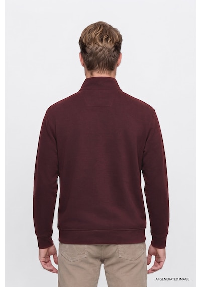 Wrangler Pamuklu Selanik Regular Fit Fermuarlı Erkek Sweatshirt W2620081800 Bordo