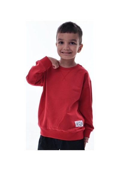 Erkek Çocuk Kırmızı Sweatshirt %100 Pamuk, Yumuşak Kumaş, Rahat Kalıp, Günlük Spor Stil Kırmızı Erkek Çocuk Kırmızı Sweatshirt %100 Pamuk, Yumuşak Kumaş, Rahat Kalıp, Günlük Spor Stil Kırmızı