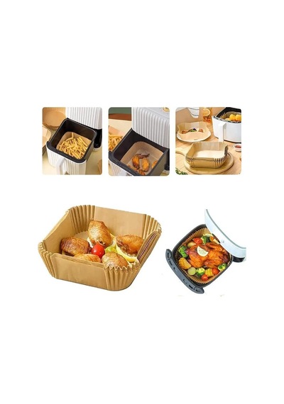 Airfryer Pişirme Kağıdı, Fritöz Yağlı Kağıdı, Yanmaz Kağıt 50 Adet Kare