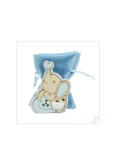 Ahşap Standlı 10cm X 8cm Kese, Fil Mavi - 1 Adet Renkli Çok Renkli
