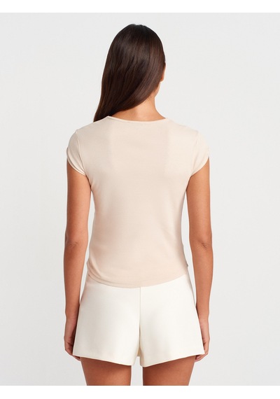 Dilvin 31779 Bisiklet Yaka Basic T-shirt-taş Taş