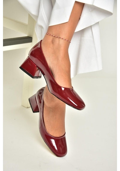 Fox Shoes T752827008 Bordo Rugan Alçak Topuklu Kadın Ayakkabı Bordo