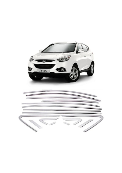 Hyundai ix35 Uyumlu Paslanmaz Krom Cam Çerçeve Çıtası Seti 48613
