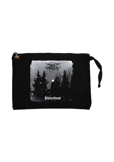 Darkthrone Panzerfaust Siyah Clutch Astarlı Cüzdan / El Çantası Siyah