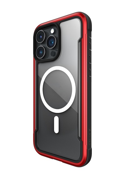 Apple Uyumlu iPhone 15 Pro Max Kılıf Magsafe Airbagli Raptic Shield Serisi Şeffaf Arka Yüzey Kapak Kırmızı Kırmızı
