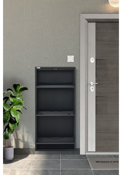 Arpelia Metal Ayakkabılık 3 Lü Antrasit
