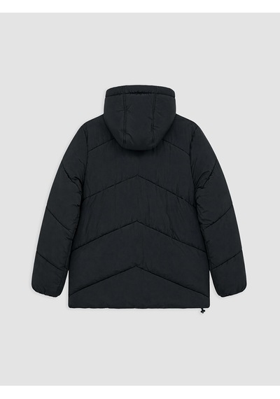 Lcw Vision Siyah Kapüşonlu Oversize Kadın Şişme Mont