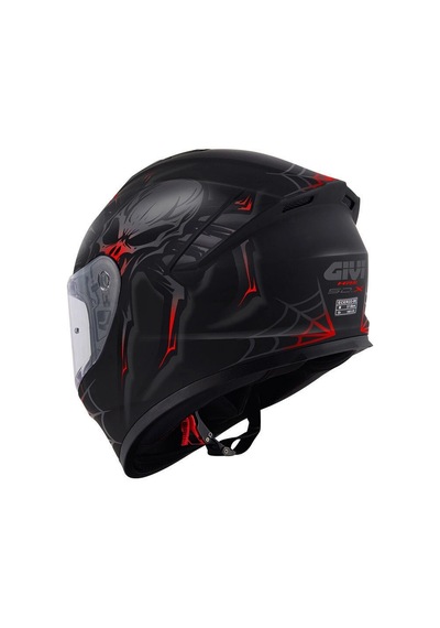 Gıvı 50.x Arachno Mat Siyah-kırmızı Kapalı Kask Siyah Camlı