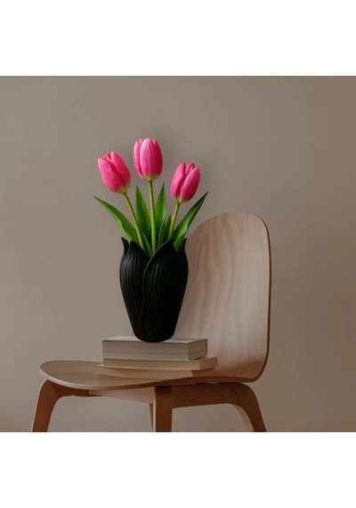 Lotus 3d Dekorati F Vazo 18 Cm Siyah