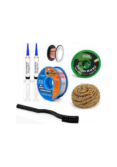 Lehim Seti 0,8 Mm 40 Gr Lehim Teli Flux 2uul-2015 Lehim Emme Ve Yol Çekme Teli Temizleme Set St492