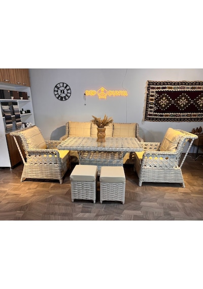 Depodunya Rattan Puflu Bahçe Balkon Takımı 3 1 1 Rattan Bahçe Mobilyası Bahçe Takımı Oturma Grubu Bej Depodunya Rattan Puflu Bahçe Balkon Takımı 3 1 1 Rattan Bahçe Mobilyası Bahçe Takımı Oturma Grubu Bej