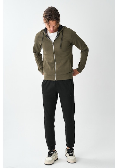 Dechers Tech Fleece Double Face Kapüşonlu Erkek Eşofman Takım E213-14 Haki