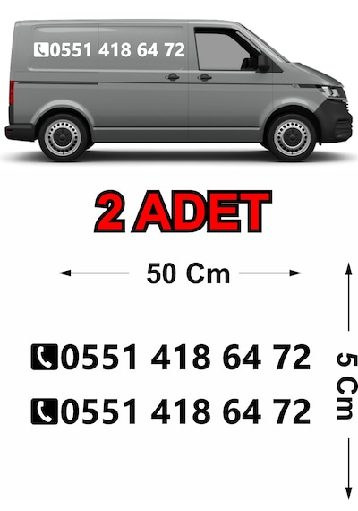 Kişiye Özel Telefon Numarası Sticker - Araba Oto Motosiklet Karavan Cam Araç Sticker - 00143 50x5 Cm