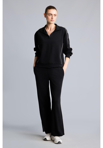 Defacto Ultra Yumuşak Standart Fit Yarım Fermuarlı Biyeli Dik Yaka Modal Sporcu Basic Sweatshirt H4537ax26aubk81 Siyah-bk81