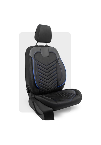Otexo Carbon Hafif Ticari Arka 2+1 Airbag Uyumlu Ortopedik Destekli Universal Oto Koltuk Kılıfı Siyah - Mavi İp